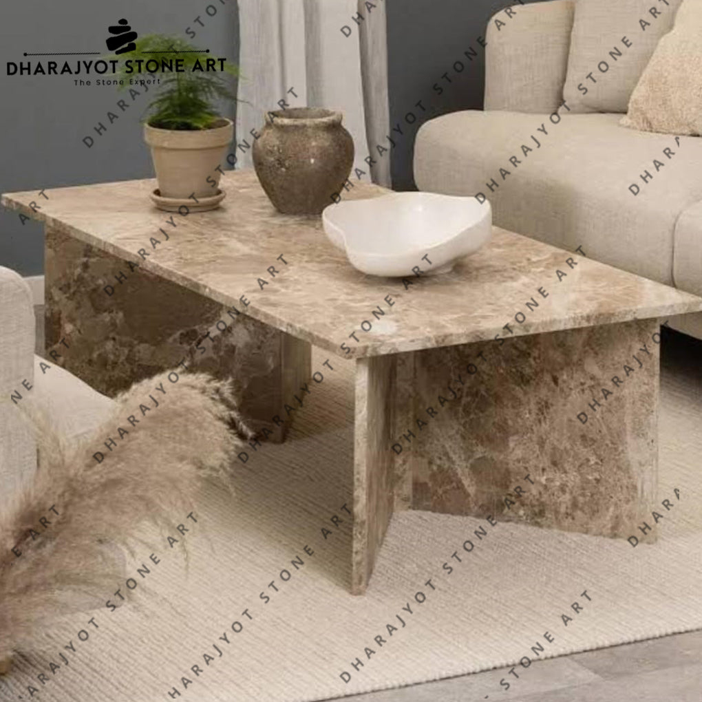 Modern Luxury Living Room Hand-Carved Natural Stone Table