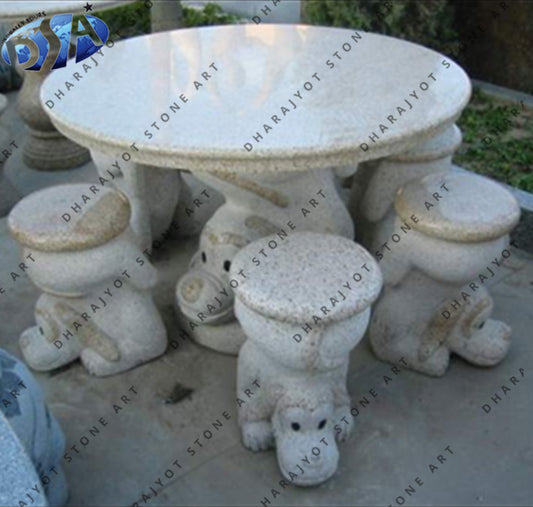 White Natural Outdoor Stone Tables