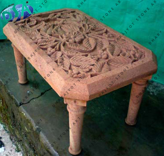Red Marble Hand Carved Table