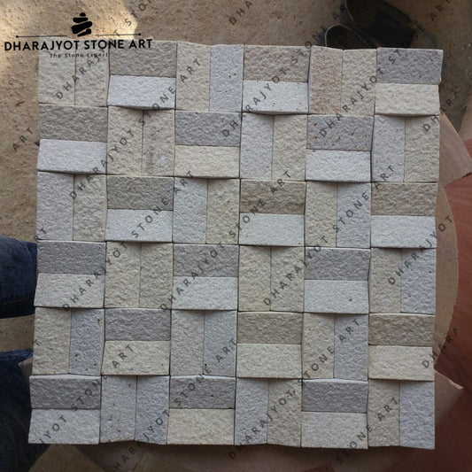 Outside Decorative Natural Beige Stone Tapered Mosaic
