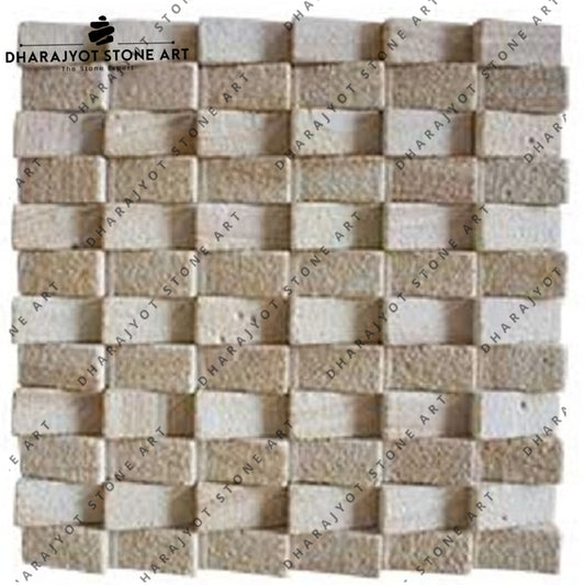 Natural White Basalt Paving Stone Tapered Mosaic