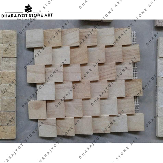 White Natural Stone Wall Decoration Tapered Mosaic