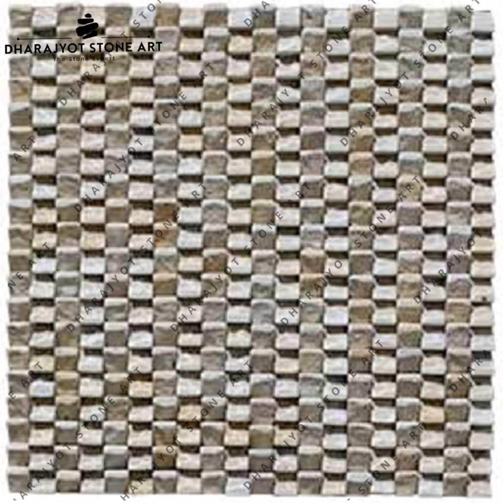 Natural Marble Black Stone Tapered Mosaic