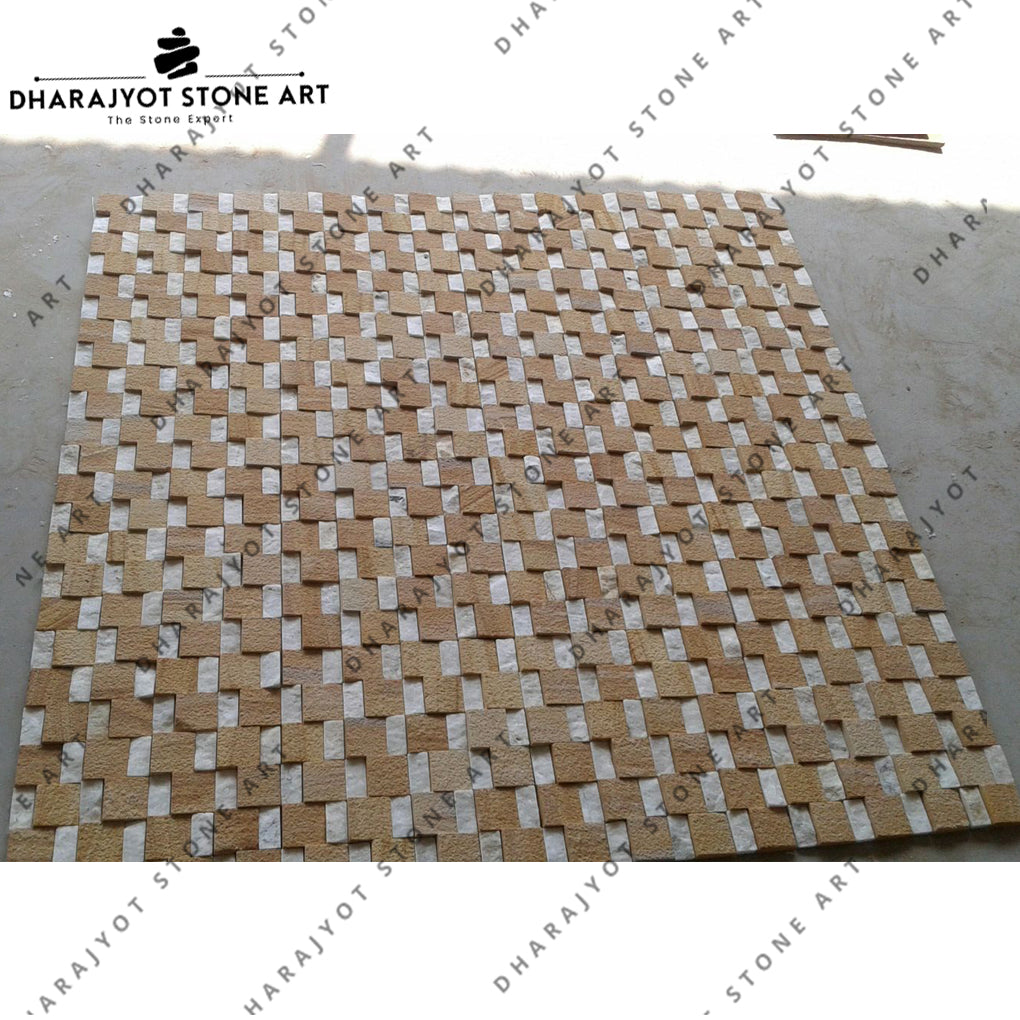 Natural Sandstone Wall Cladding Tapered Mosaic