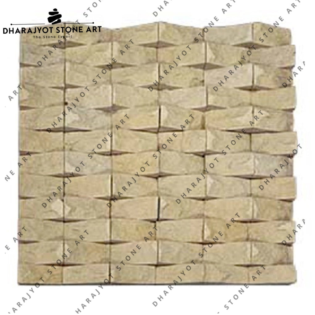 Yellow Natural Lava Stone Tapered Mosaic