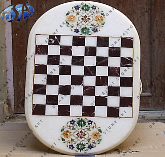 Marble Inlay Chess Table Top