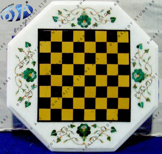 Yellow Or Black Marble Chess Board Table Top