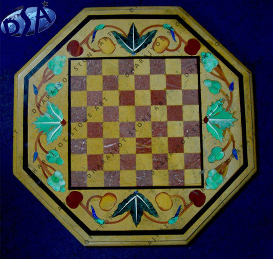 Yellow Marble Chess Board Table Top