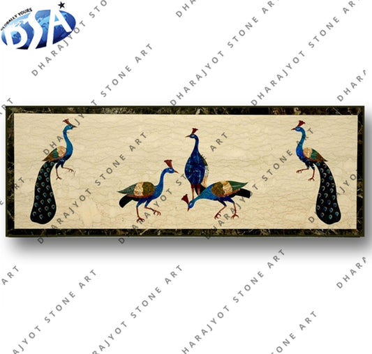 Rectangle Classic Marble Peacock Table Top