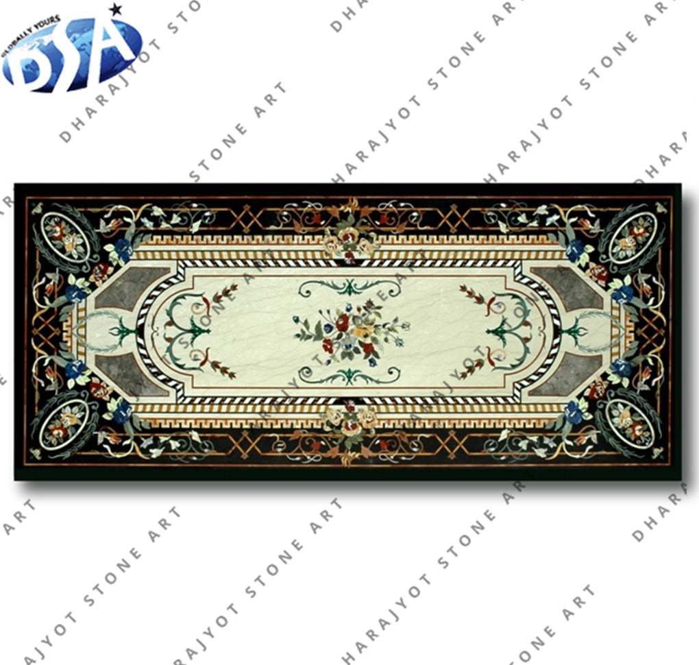 Custom Made European Marble Inlay Dinning Table Top