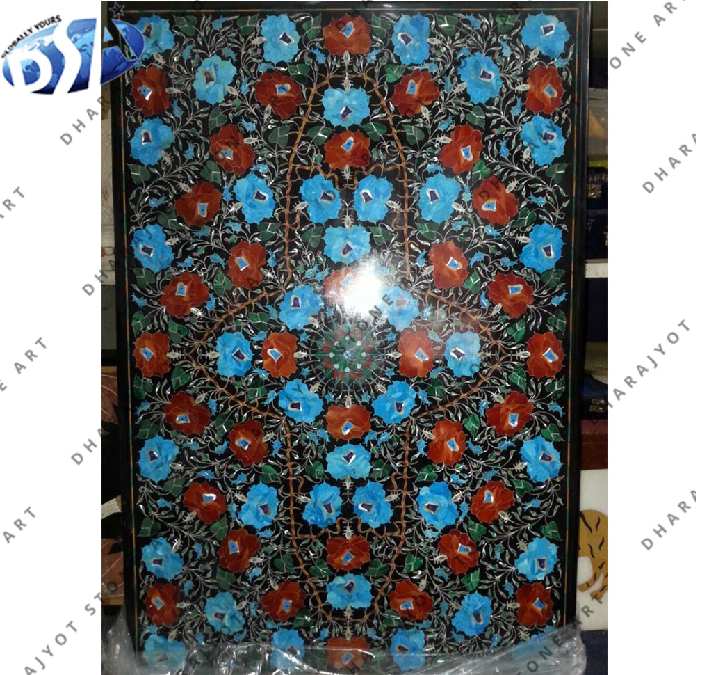 Antique Black Marble Inlay Table Top