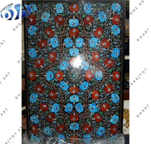 Antique Black Marble Inlay Table Top