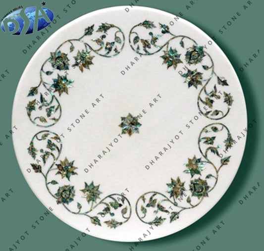 Culture Decorative White Marble Inlay Table Top