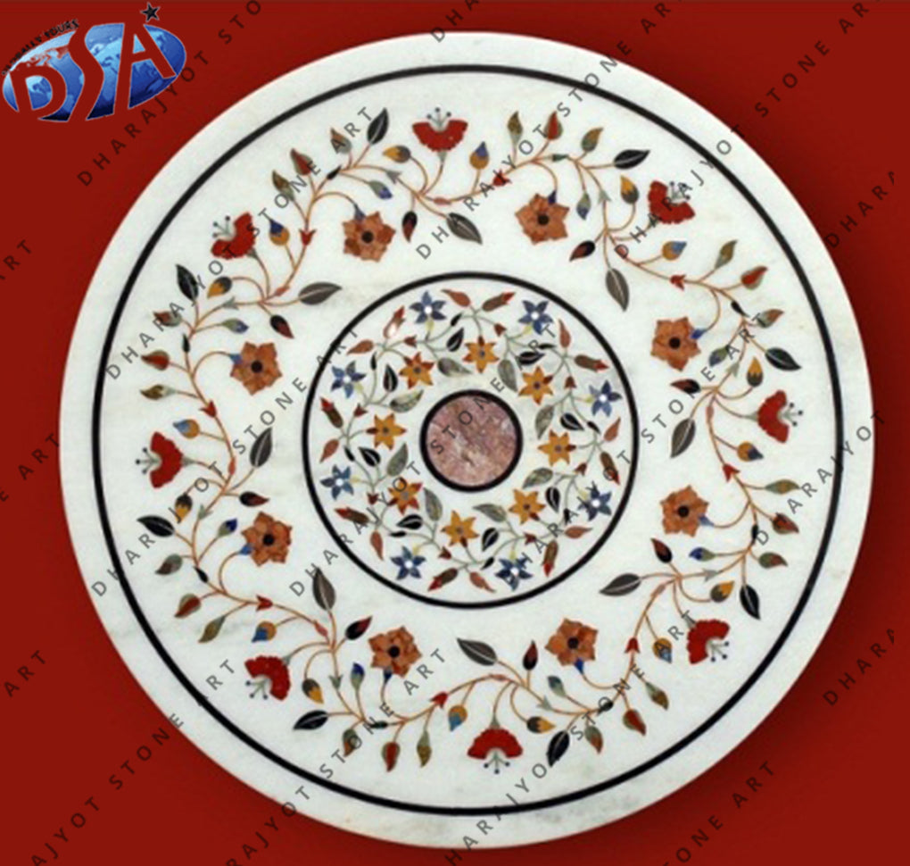 Black Marble Round Dining Table Top