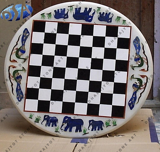Black And White Marble Chess Design Table Top