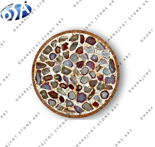 Natural Multi-Coloured Gemstone Semi-Precious Stone Table Top