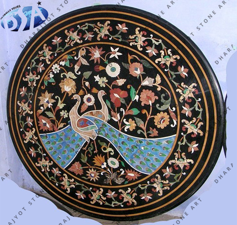 Custom Made Polished Marble Stone Round Table Top