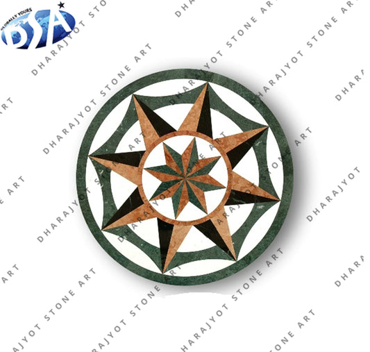 Classical Design Medallion Round Waterjet Marble Inlay Table Top