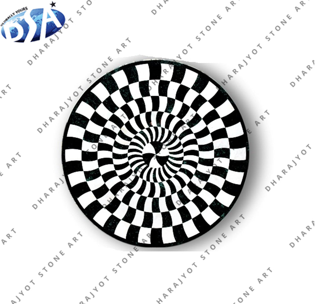 Black And White Classical Round Table Top
