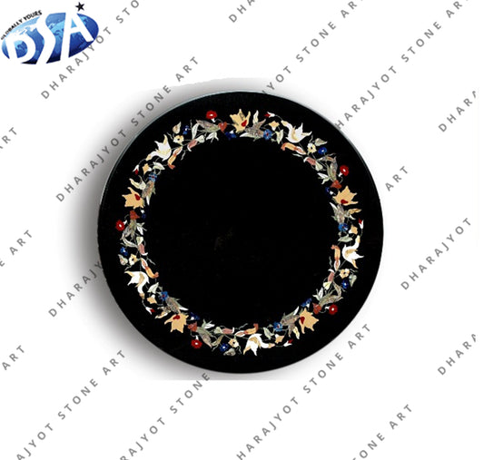 Modern Natural Black Marble Inlay Table Top
