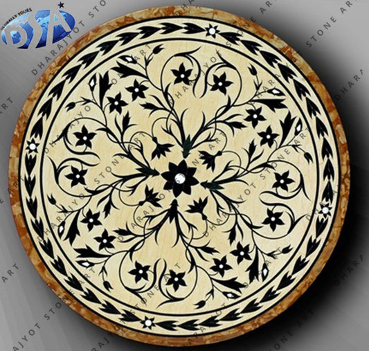Luxury Style Natural Marble Stone Inlay Table Top