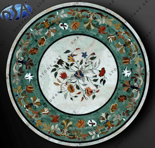 Round Dining Marble Inlay Table Top