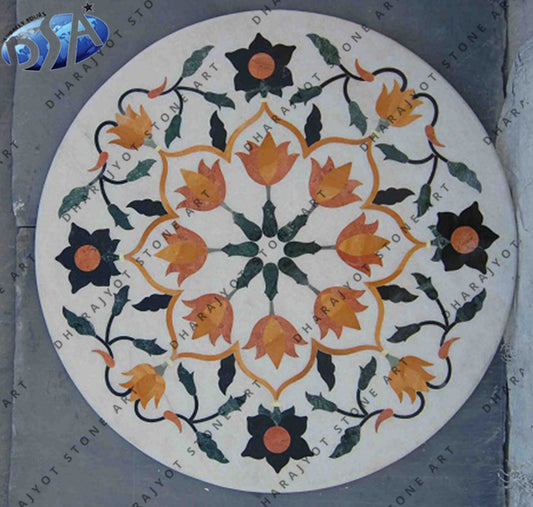 Flower Design Marble Inlay Table Top