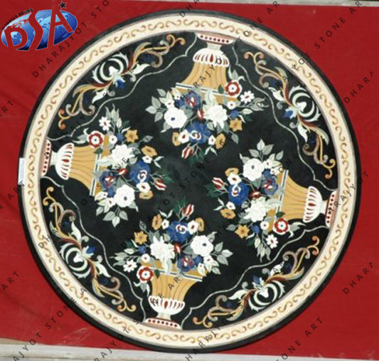 Black Marble Coffee And Dining Center Inlay Table Top