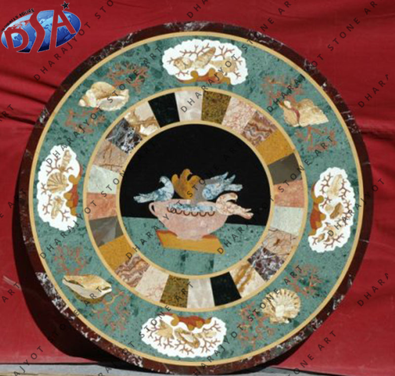 Marble Top Round Outdoor Dining Table Top