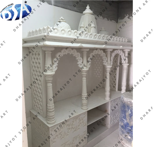 Handmade Rajasthani Elegant White makrana Marble Temple