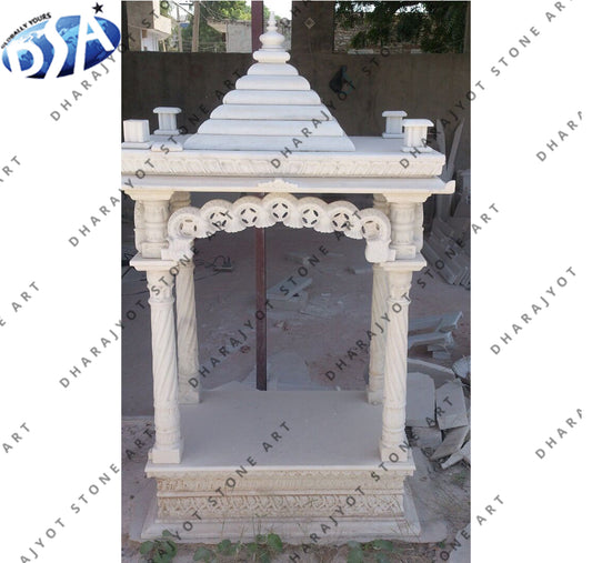 Hand Carved White Marble Polish Temple