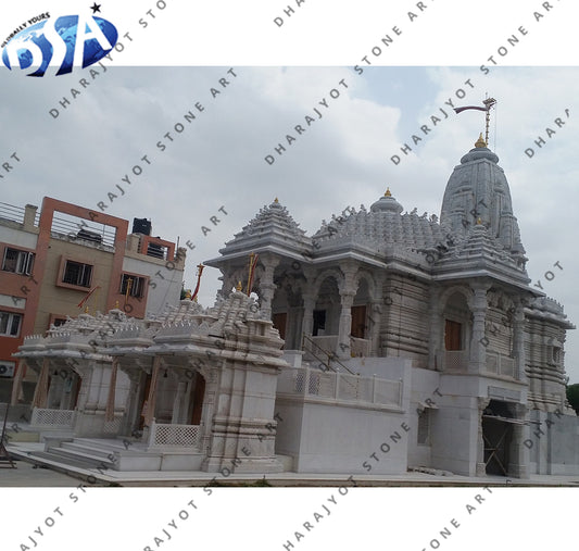 Hindu Religious Outdoor Hand Carved Marble Temple