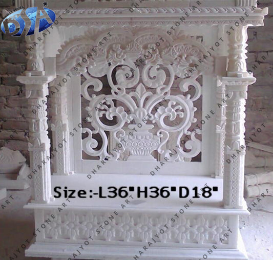 Religious Indoor Decorative White Marble Indian Small Temple