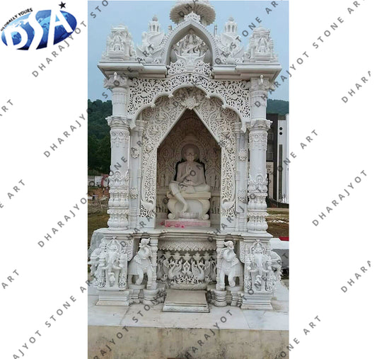 White Marble Polished Hand Carved Beautiful Temple