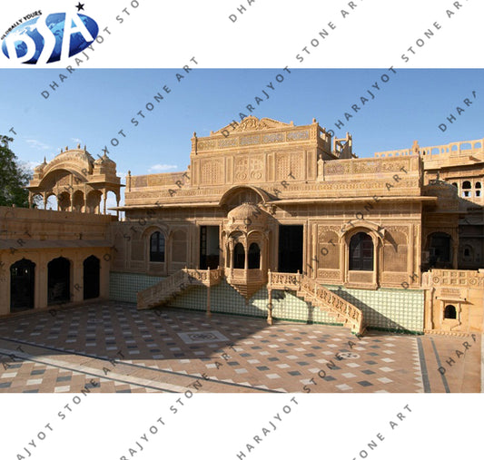 Yellow Sandstone Luxury Hand Carved Temple