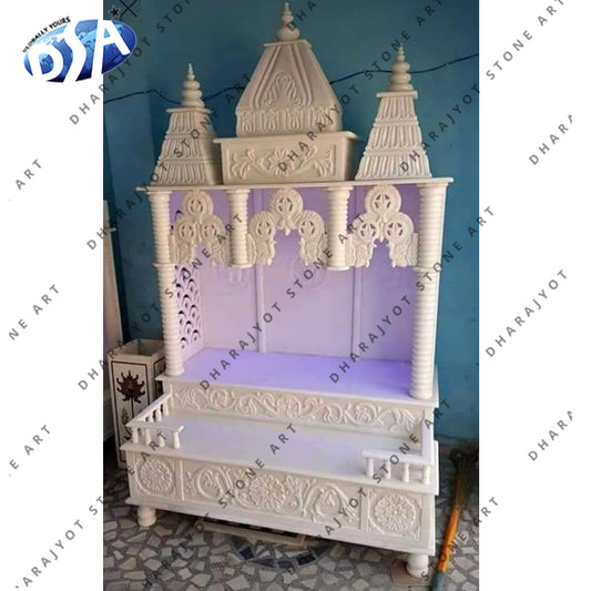 Home Decorative Handmade White Marble Mandir