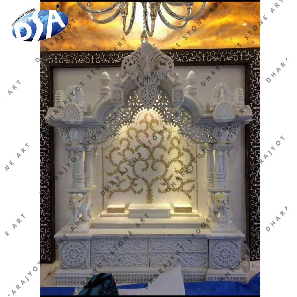 Hand Carved Pure White Marble Design Temple
