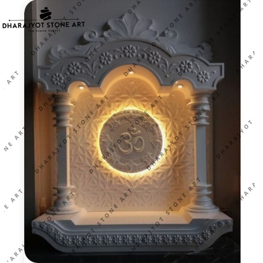 White Traditional Designer Marble Stone Temple