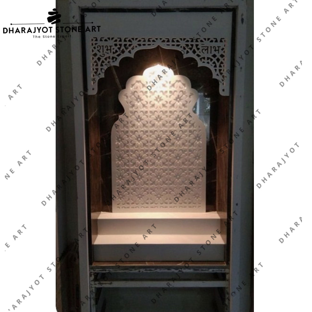 Polished White Hand Carved Temple