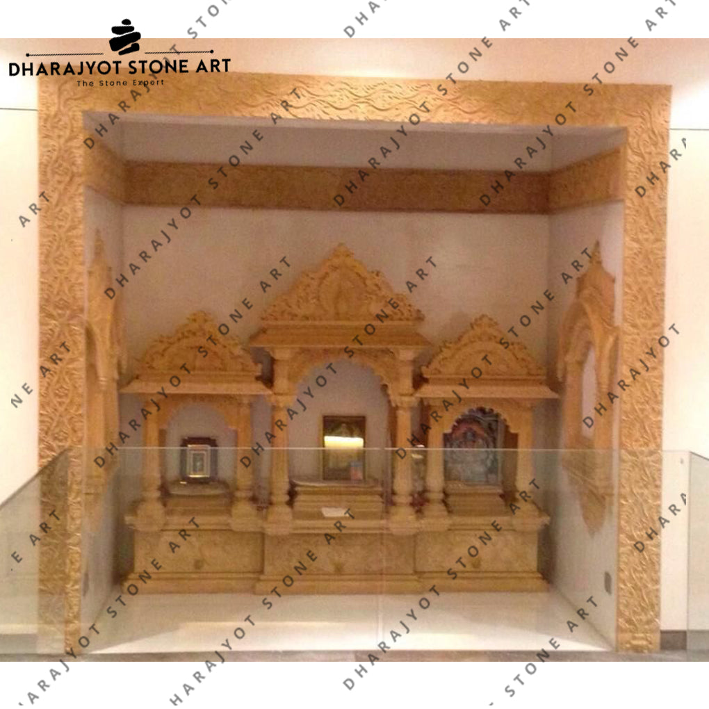 Hand Carved Yellow Stone Polish Mandir