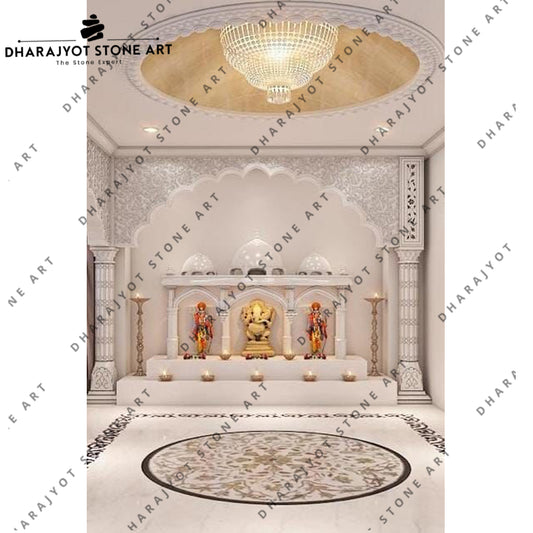 White Rectangular Shape White Marble Temple