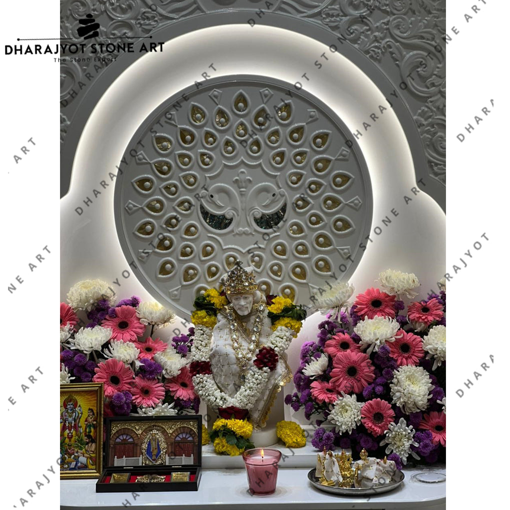 White Carved Marble Temple For Home
