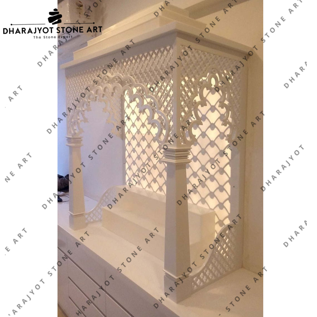 Hand Carved Home Decor White Marble Handmade Temple