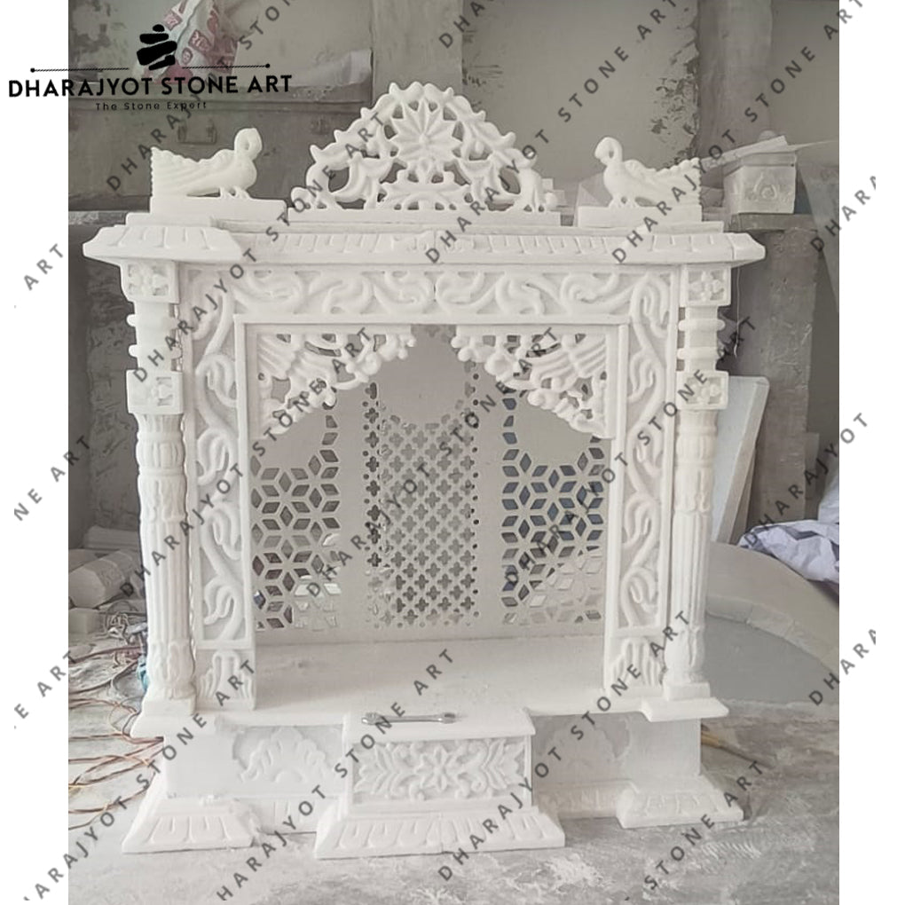 Hand Carved Antique Pure White Indoor Marble Temple