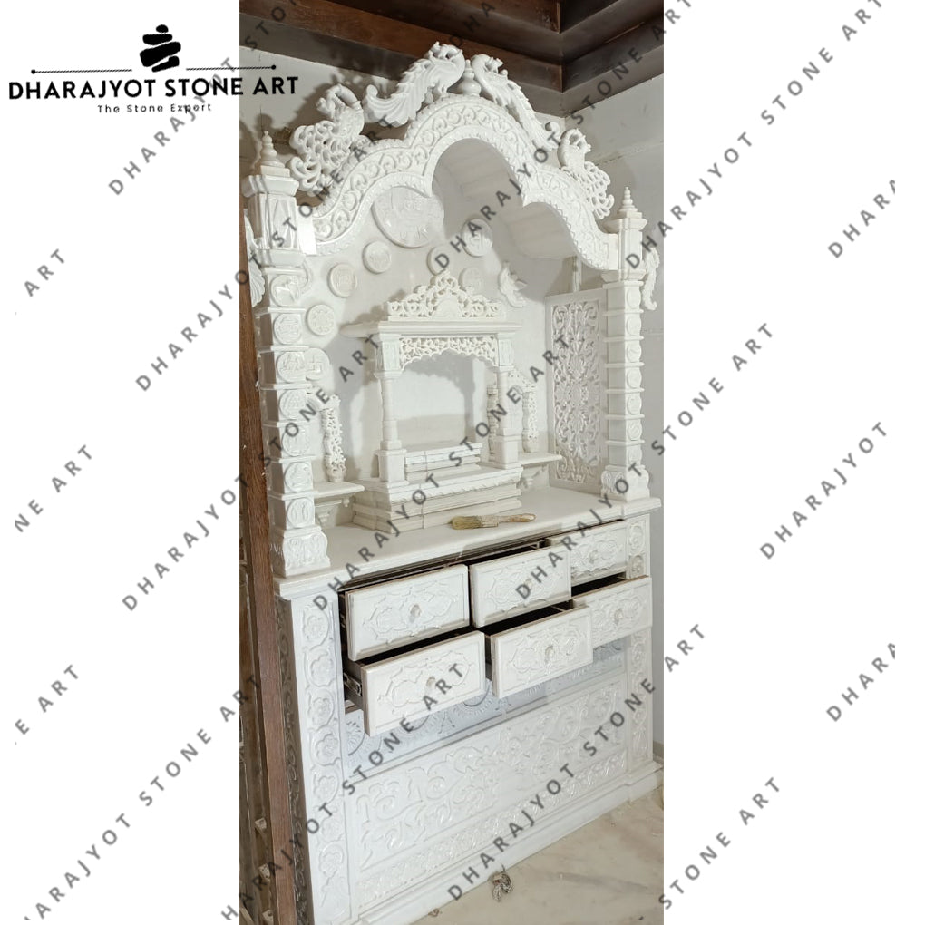 Hand Carving Modern Style Exclusive White Marble Temple