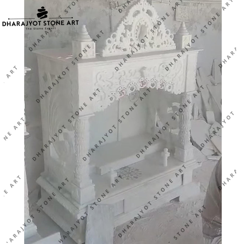 Elegant White Stone Pooja Temple