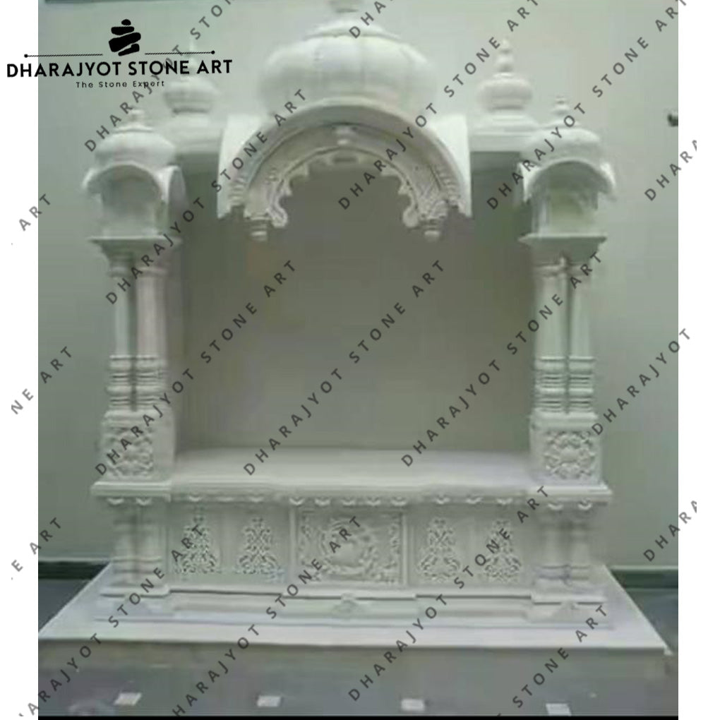 Traditional Indian Style Handcrafted White Marble Mandir