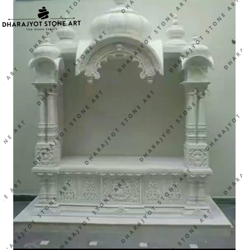 Traditional Indian Style Handcrafted White Marble Mandir
