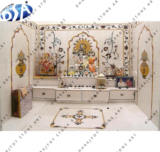 Natural Large Decorative Marble Inlay Temple