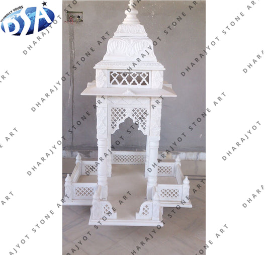 Hand Carved Indian White Marble Home Temple